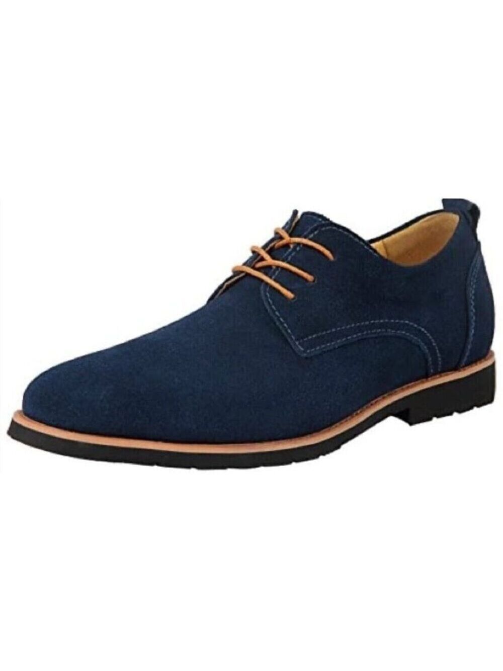 iLoveSIA Men's Blue Suede  Tan Accents Oxford Shoes Sz 9